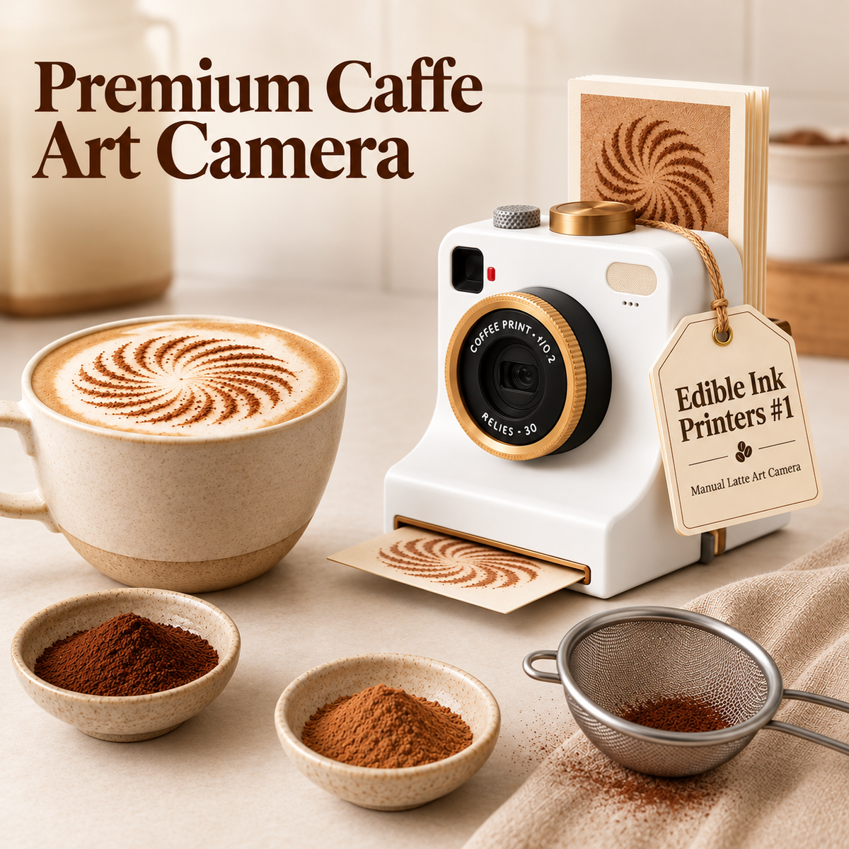 Premium Caffe Art Camera – Pearl White