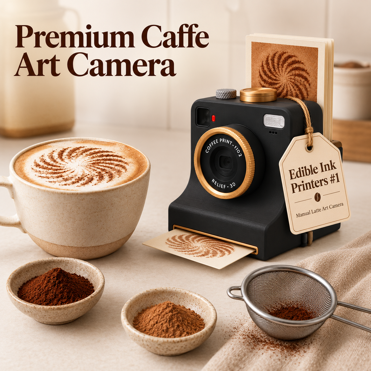 ⁠Premium Caffe Art Camera – Midnight Black