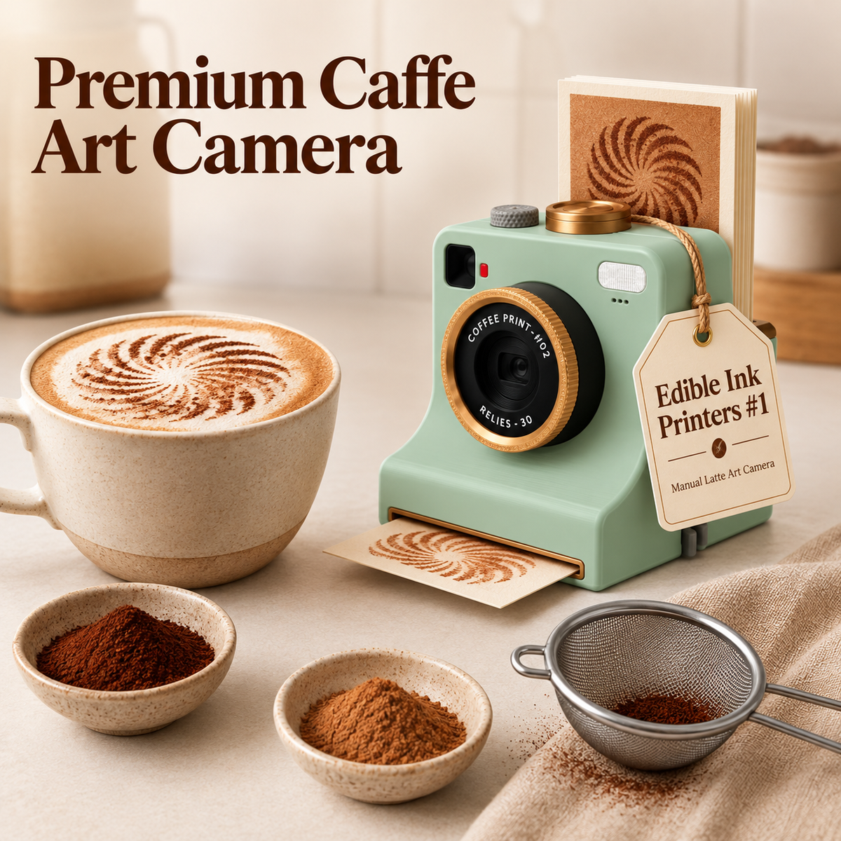 Premium Caffe Art Camera – Sage Green